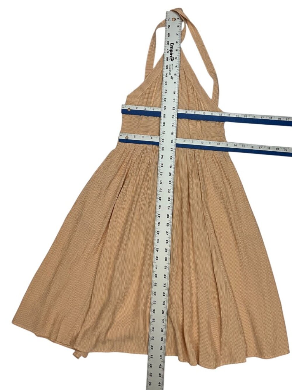 Christy Dawn Arrow Dress S Orange Striped Halter Midi Pockets - Picture 6 of 16